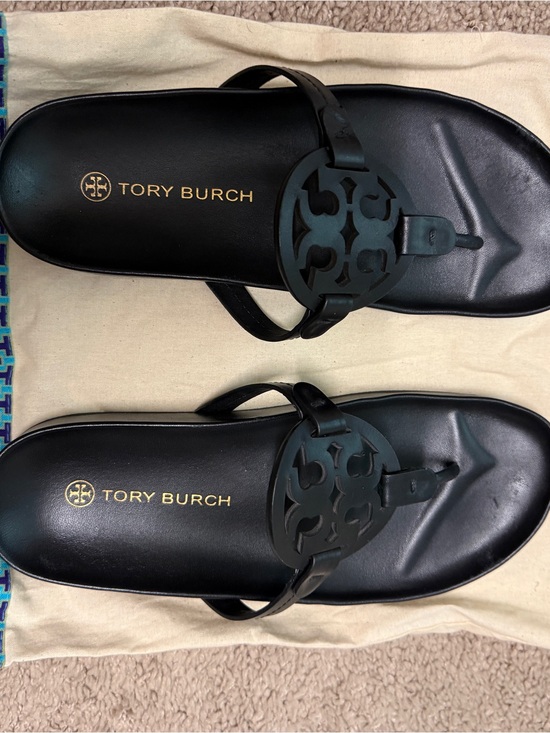 Tory Burch Shoes - Tory Burch Black Logo Cutout Miller Sandals